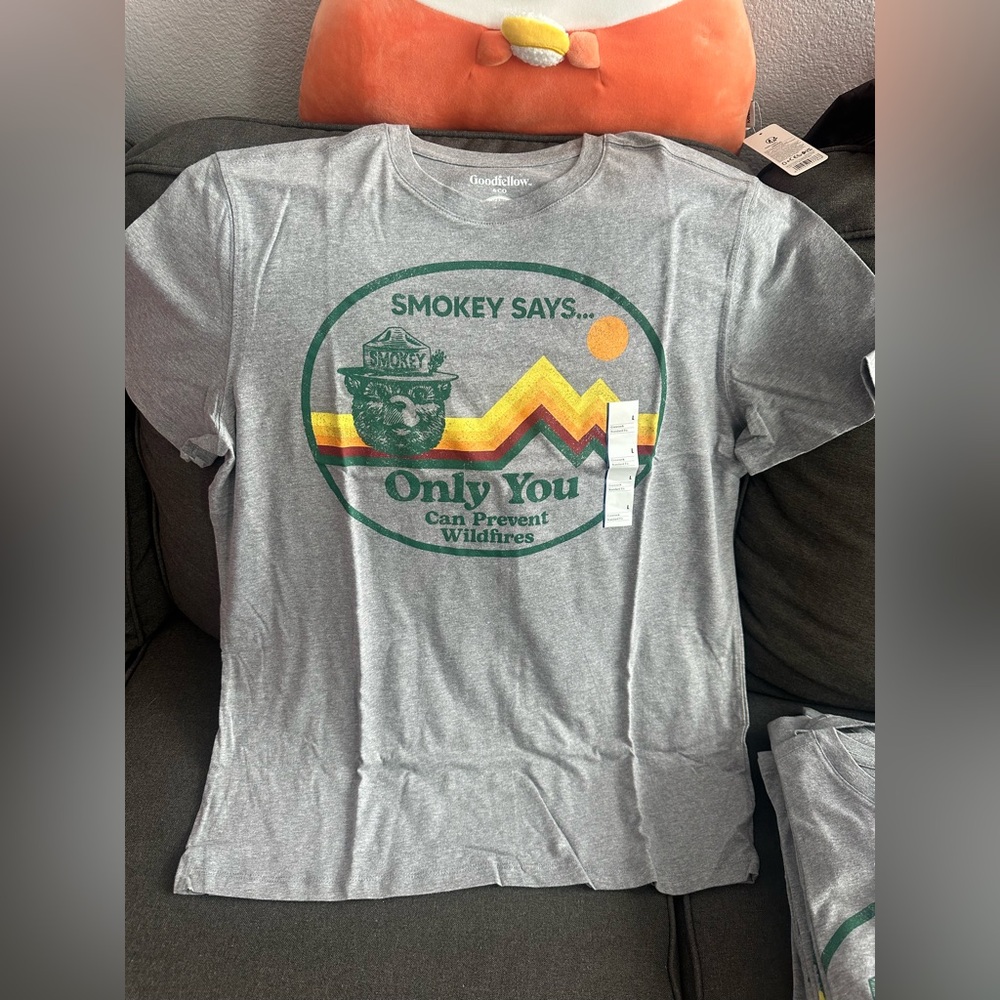 “New” Lots of 3 Goodfellow & Co Gray Smokey Bear Tee sizeM (Firm on price)